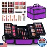 Color Nymph All in one Makeup Kit For Girls Teens, Makeup Set 4 Trays Spacious Space Train Case for Beginner with Eyeshadow Highlighter Lipgloss Blush Contour Concealer Brush Eyeliner Lipbalm