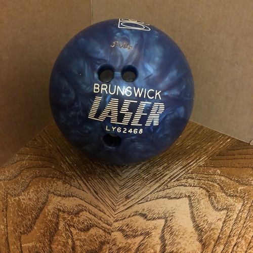Vintage Brunswick Laser Bowling Ball Blue Pearl Swirl