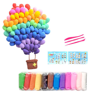 DIY Air Dry Clay Plasticine 12 Colors Modelling Clay w Tools Craft Polymer Clay 