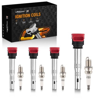 Ignition Coil Pack and Iridium Spark Plug Set of 4 For Audi A3 A5 TT Volkswagen
