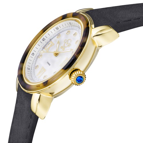 Pre-owned Gv2 By Gevril Women's 9851 Marsala Tortoise Mop Dial Diamond Swiss Quartz Watch