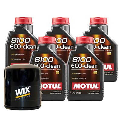 5L Motul 8100 ECO-CLEAN 0W-30 Wix Filter Motor Oil Change Kit API SN