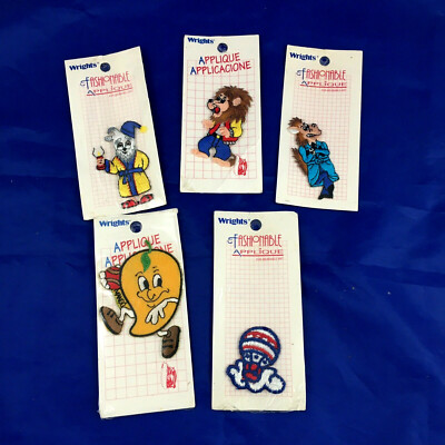 Lot Of 5 Wrights Fashionable Iron On and sew on Applique Wearable Art