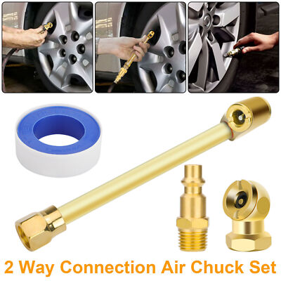 2-Way Connection Heavy Duty Dual Head Air Chuck Set 1/4'' NPT Male Quick Plug