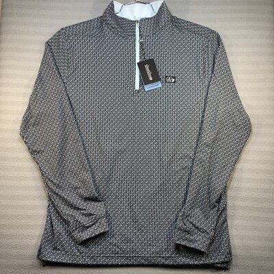 Good Good Ice Tee Q-Zip Golf Pullover Medium Navy Blue/White Baby Blue