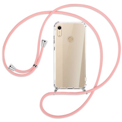 Handykette für Honor 8A, Huawei Y6s 2019 rosa Hülle mit Band Kordel zum Umhängen