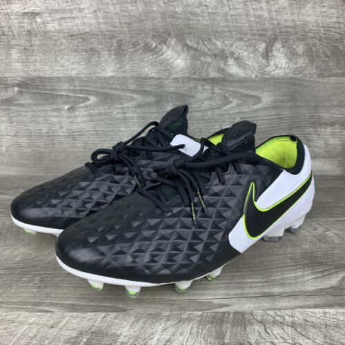 Nike Tiempo Legend 8 Elite FG Black White Volt AT5293-007 Nike Tiempo Legend 8 Elite FG Black White Volt AT5293-007