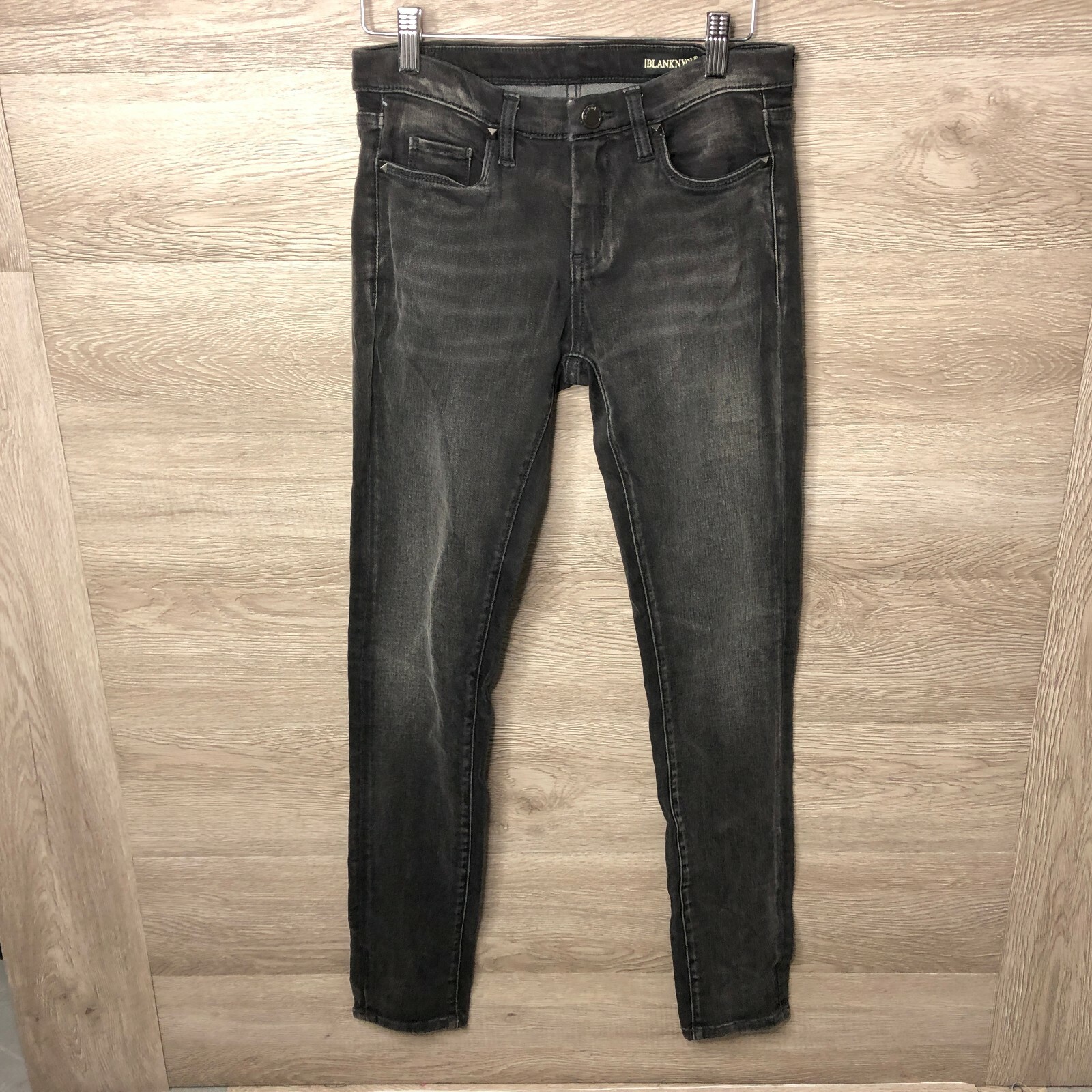 BlankNYC Womens 27 Black Skinny Jeans Grey Black Wash Stud BlankNYC Womens 27 Black Skinny Jeans Grey Black Wash Stud