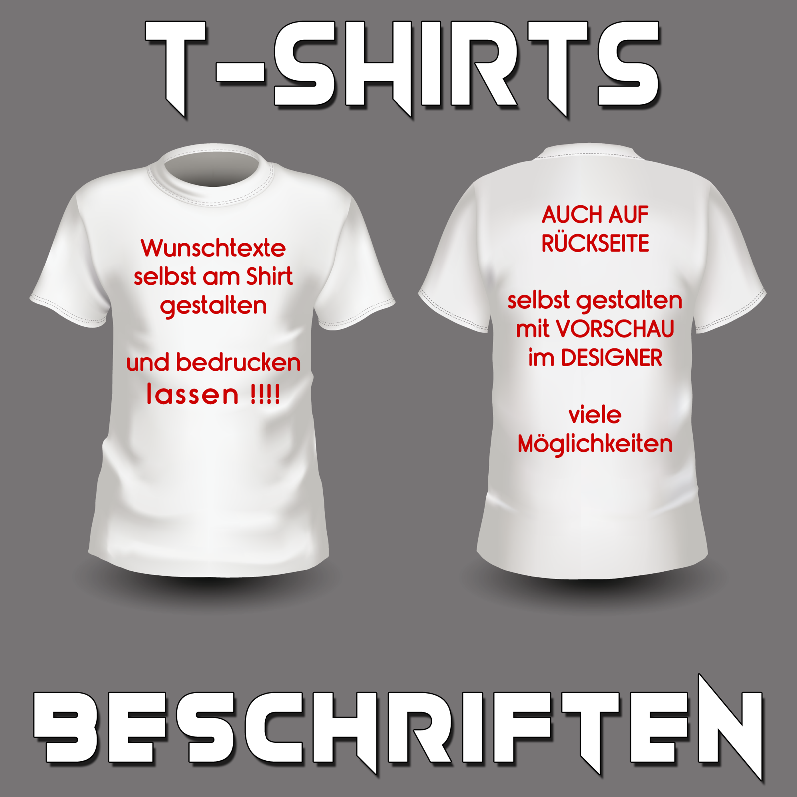 TSHIRT MIT WUNSCHTEXT SELBST GESTALTEN DRUCK auf beide Seiten möglich TOP