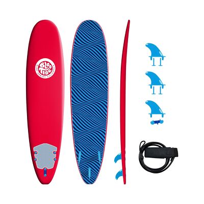8ft Surfboard Soft top Red with Blue Wavizm Design Bottom