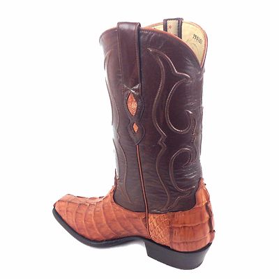 Pre-owned Los Altos Boots Los Altos Cognac Leather Caiman Tail J Toe Boots Style 1 99 01 03 Size 9,11. In Brown