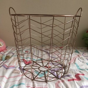 Large Round Wire Basket Copper Scandi Homewares Decor Storage Euc
