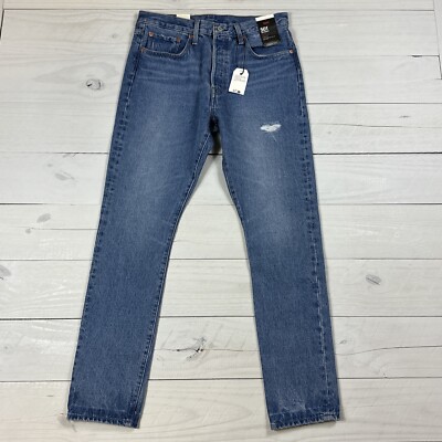 Levi's Premium 501 S Skinny High Rise Big E Blue Jeans Women's Size 31x32