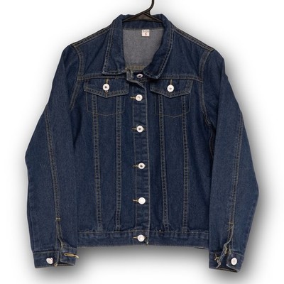 Vintage Unbranded Denim Jacket Women's S Dark Blue Trucker Button Front EXCELLEN