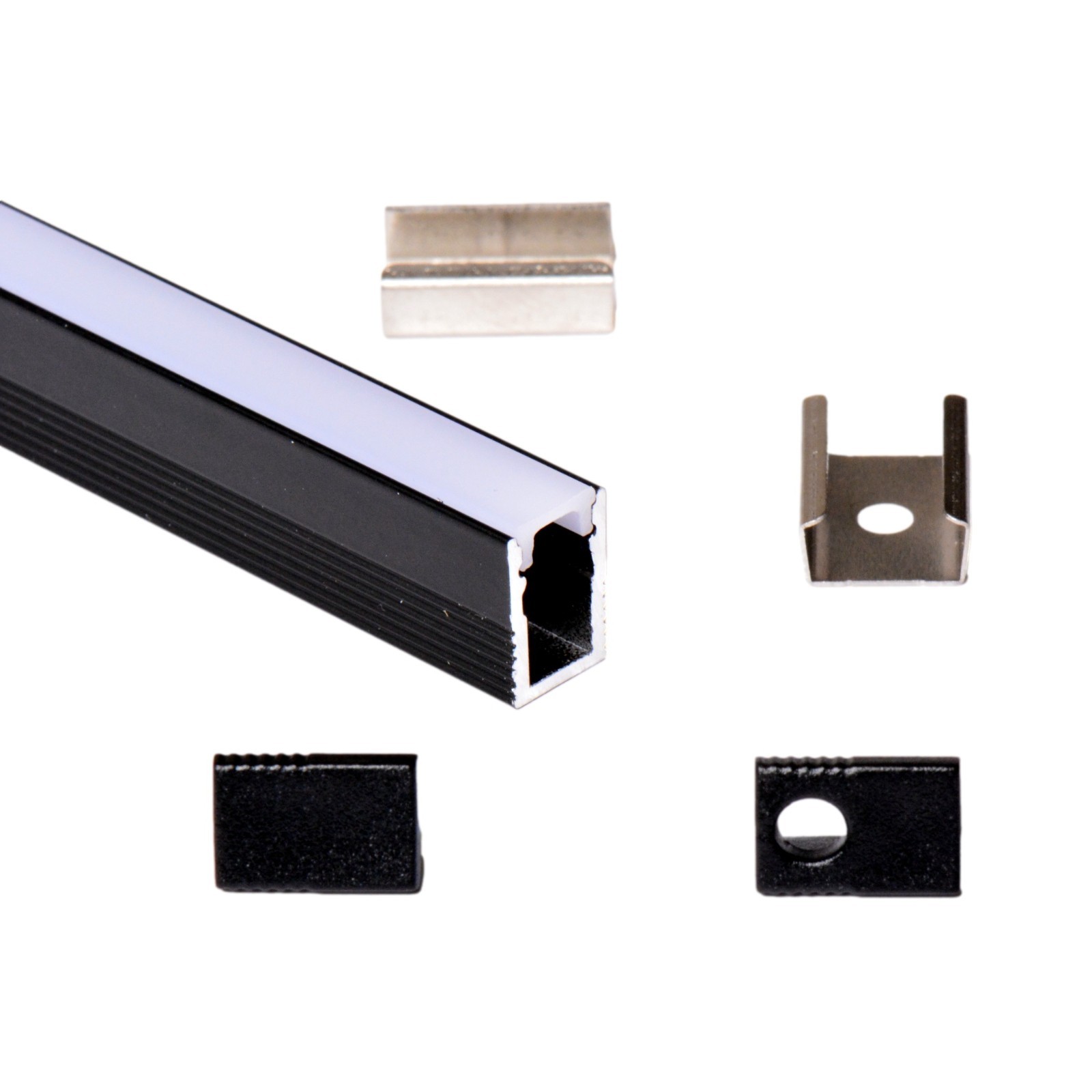 2m 0812N 8x12mm PROFILO MINIMAL MICRO ALLUMINIO NERO PER STRISCE STRIP LED 5mm