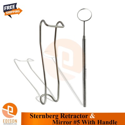 Dental Sternberg Lip Cheek Retractor & Mouth Mirror #5 With Handle Ortho Tools