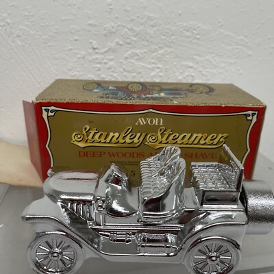 Vintage May 1978 AVON  Silver Stanley Steamer Deep Woods After Shave Full Bottle