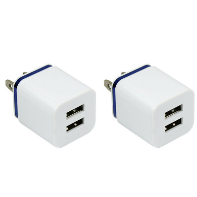 2 PCS Universal 2.1/1A Travel Dual Port AC USB Wall Charger for iPhone & Samsung