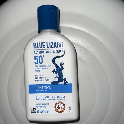 Blue Lizard Sensitive SPF 50+ Mineral Sunscreen Lotion, SEALED EXP 03/2026