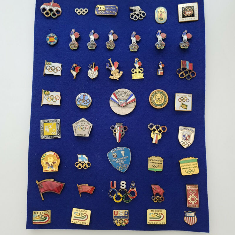 Rare Vintage Olympic Collection Of 45 NOC Pins Badges