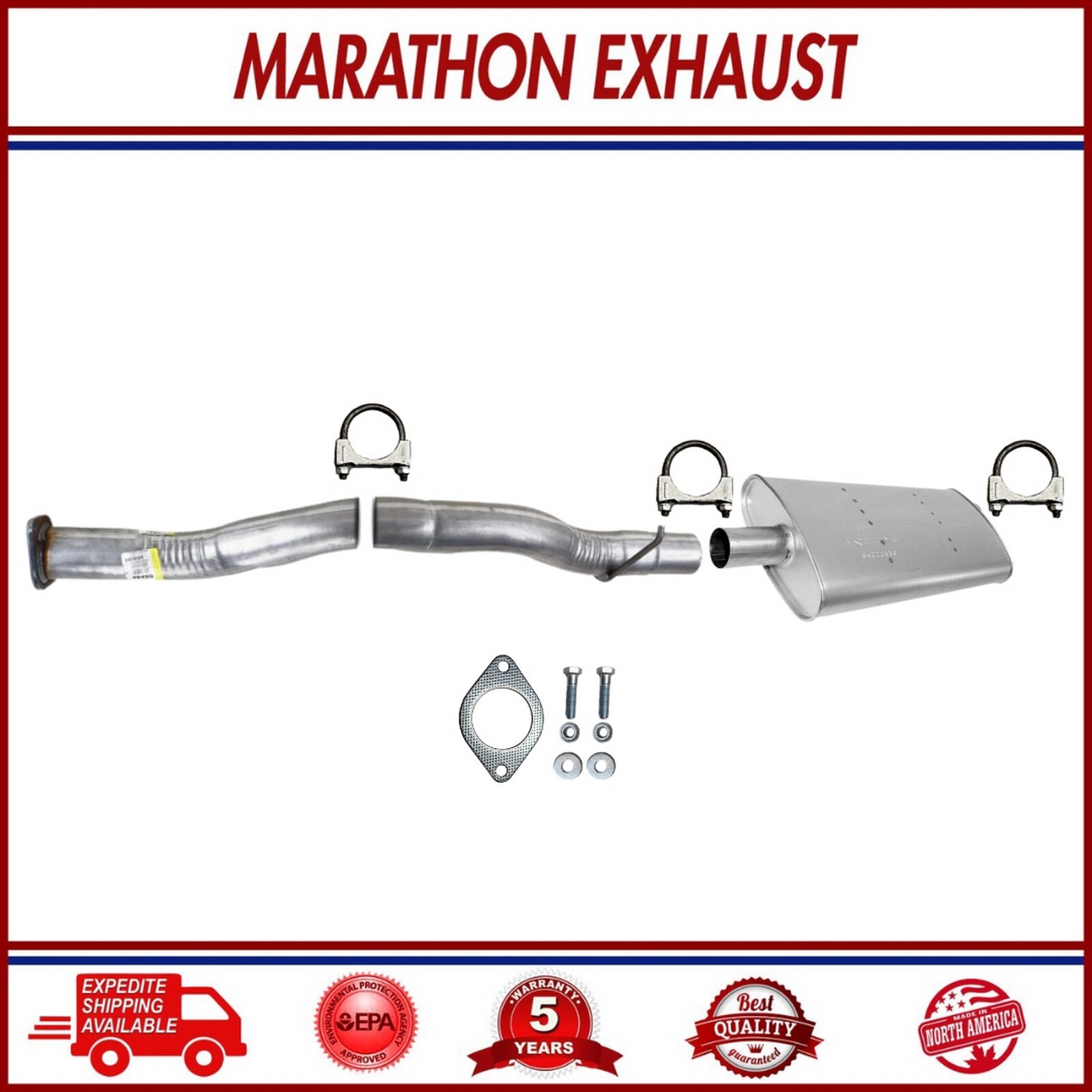 FrontPipe+RearMuffler For 96-98 GMCK1500 4.3L&5.0L&Chevy 4.3L&96-99 5.0L 141.5WB