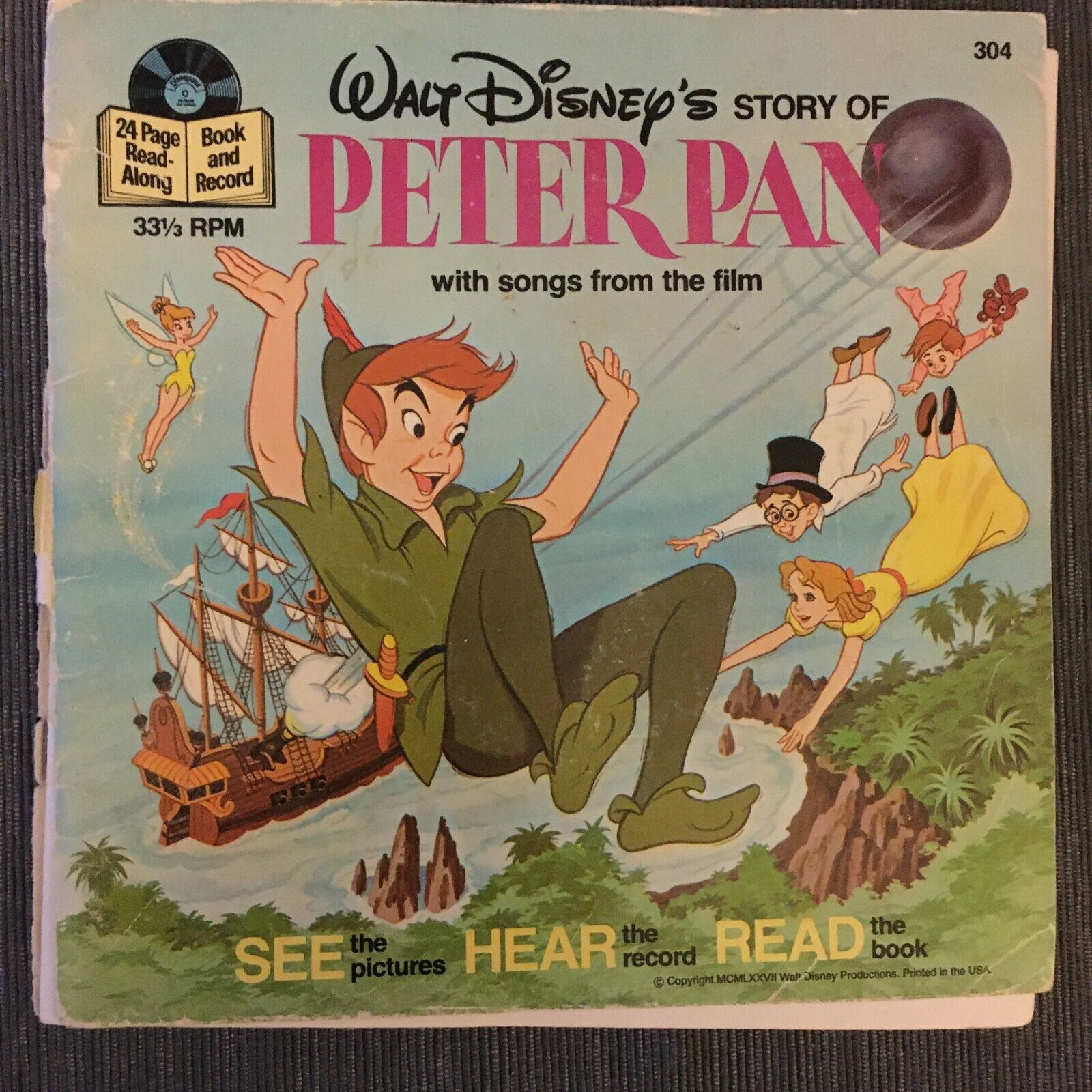 Walt Disney Story of Peter Pan See Hear Read #304 1977 33 1/3...