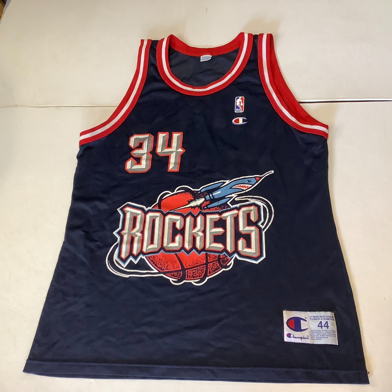 Champion NBA #34 Hakeem Olajuwon Houston Rockets Jersey Size