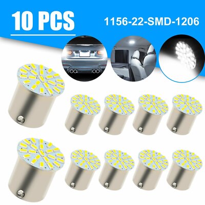 10Pcs 1156 1141 BA15S 22SMD LED Car Brake/Turn/Tail/Reverse Light Bulb White 12V