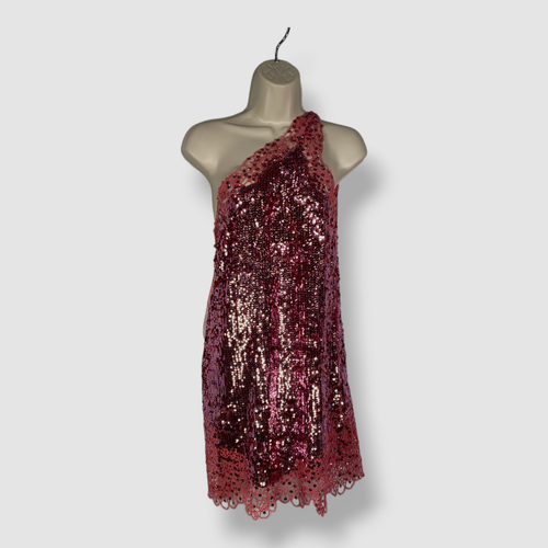$5230 Ermanno Scervino Women's Pink One Shoulder Sequin Mini