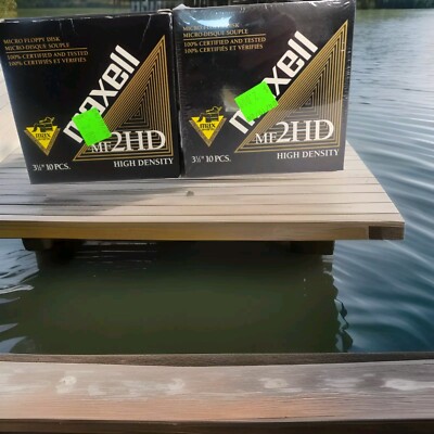 Two (2) 10 Pack Maxell MF 2HD Formatted Floppy Disks 1 Sealed Unopen & 1 opened