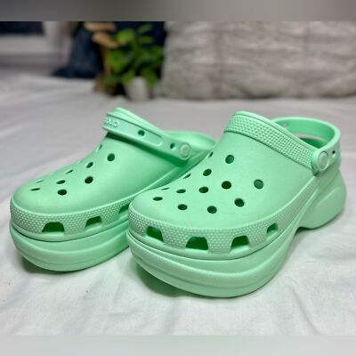 green platform crocs