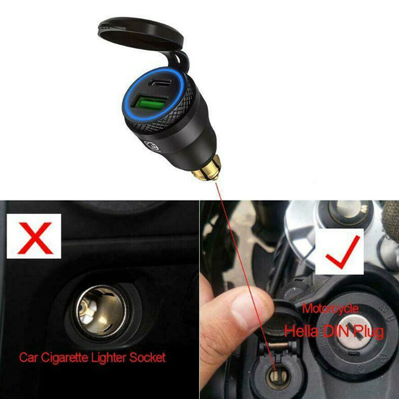 1x Waterproof Type C USB Fast Charger Power Adapter Socket For BMW Motorcycle US