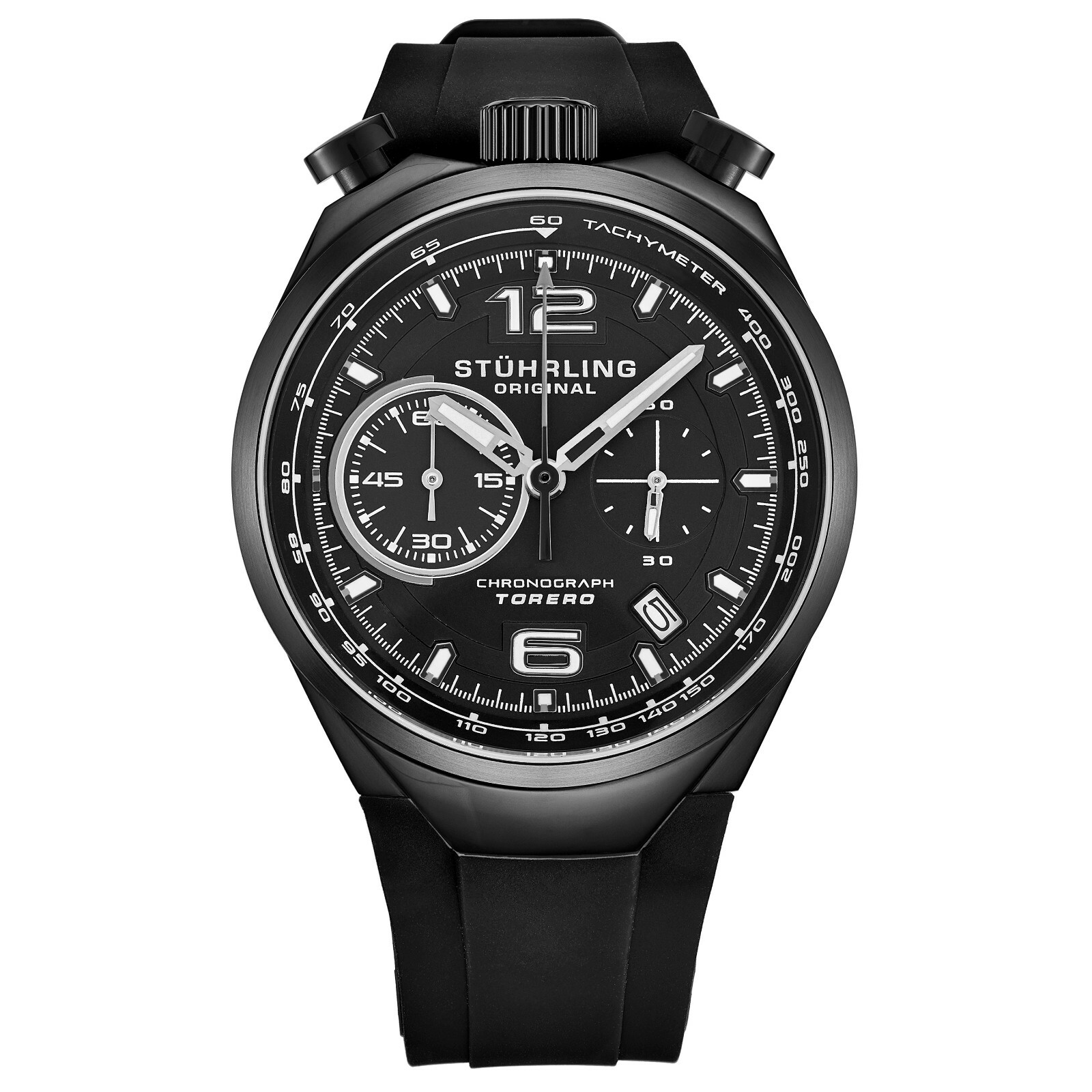 Download Stuhrling 894 03 Vk Men S Japan Chronograph Rubber Strap Bullhorn Pusher Watch 190638066322 Ebay