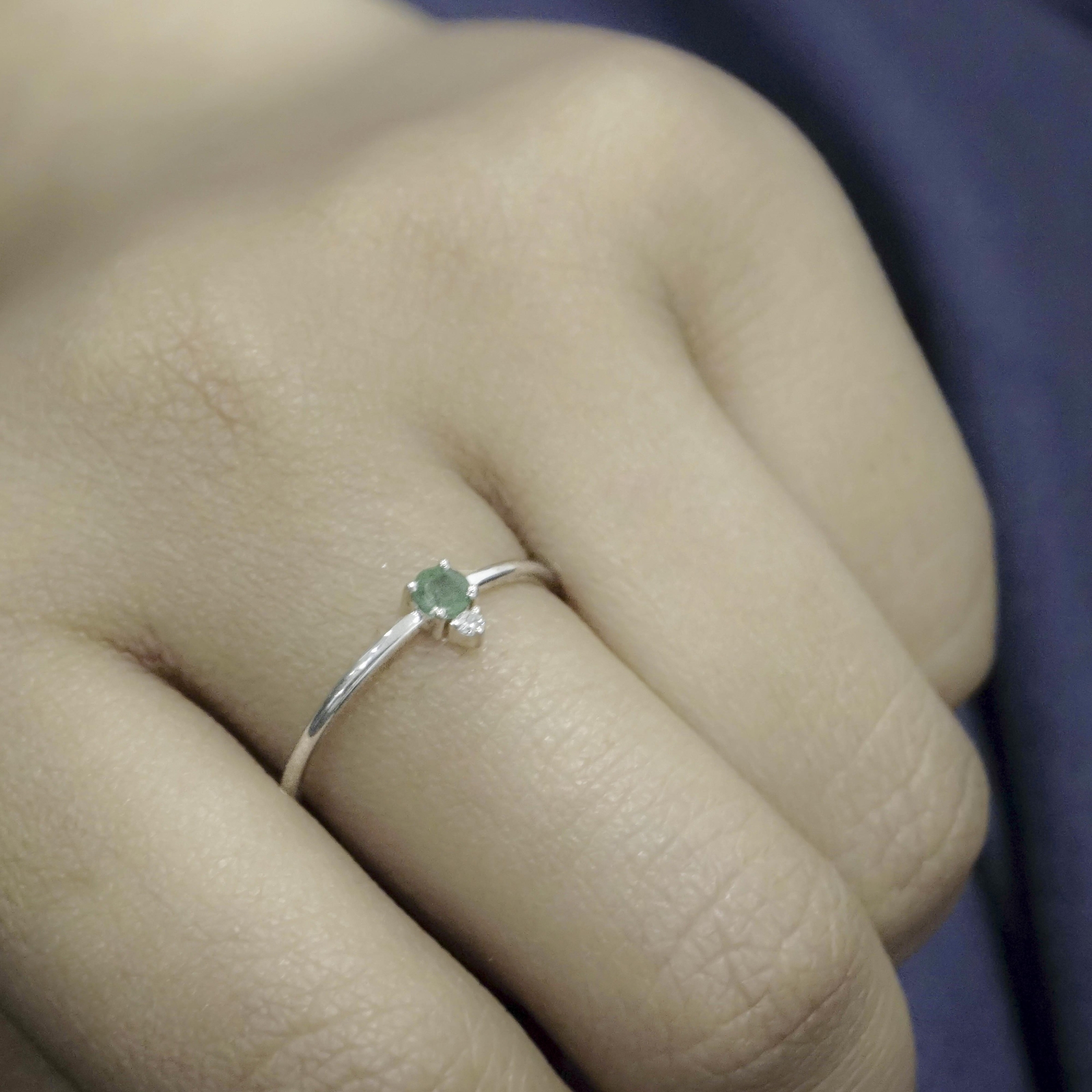 14k Gold Natural Diamond And . Emerald May Birthstone Fine Ring-Jewelzofny