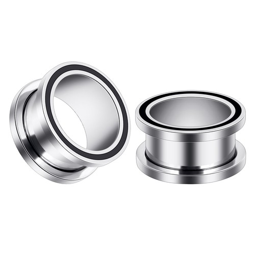 Ear Gauges Stainless Steel Ear Plugs Hollow Centered Flesh Tunnels Eyelets 2PCS