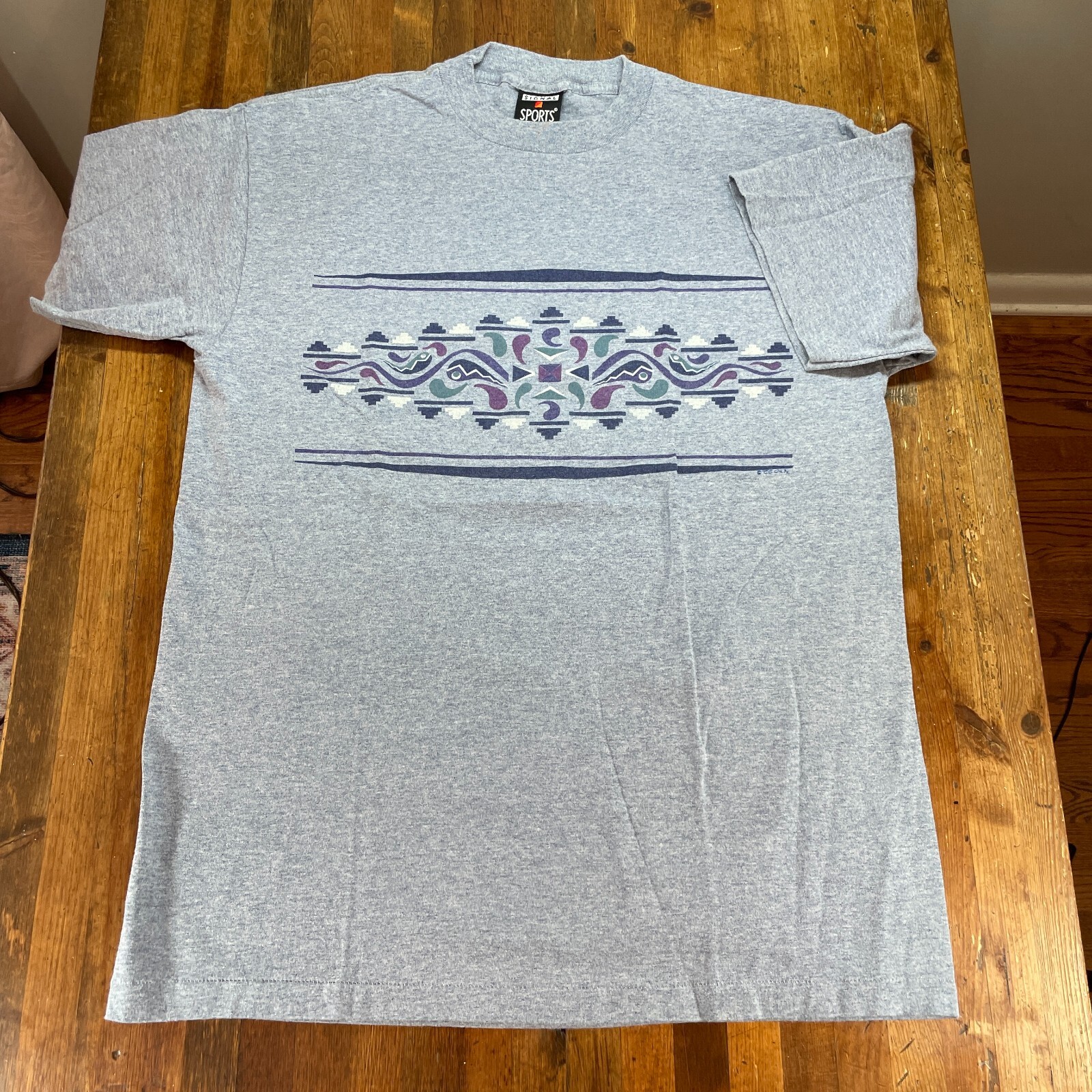 vintage an・an no.5 Vintage 1994 Signal Shirt Mens Large Gray Single Stitch
