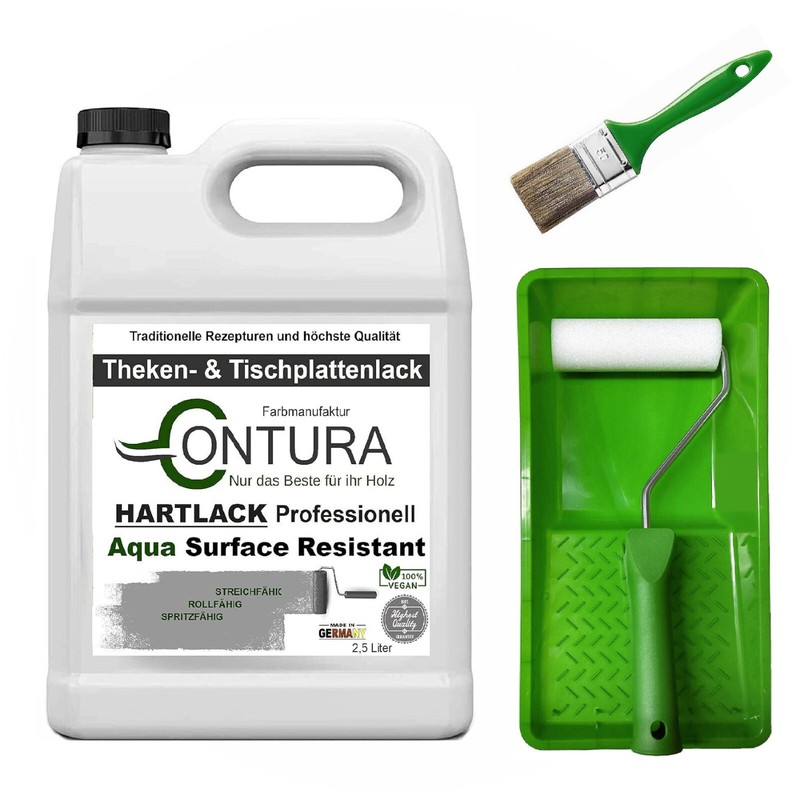 Hartlack Mit Lackierset Universal Klarlack Tischplatten Und Thekenlack Holzlack