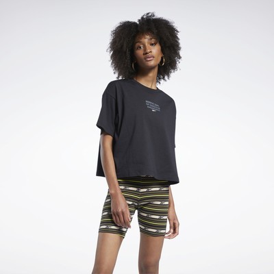 

Женская футболка Reebok Classics Graphic SS Lifestyle, черная повседневная футболка Lifestyle, Черный, Reebok Classics Graphic SS Lifestyle T-Shirt