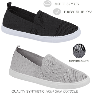 Ladies Slip On Leisure Pumps Trainer Comfort Walking Soft Casual Shoes Size UK