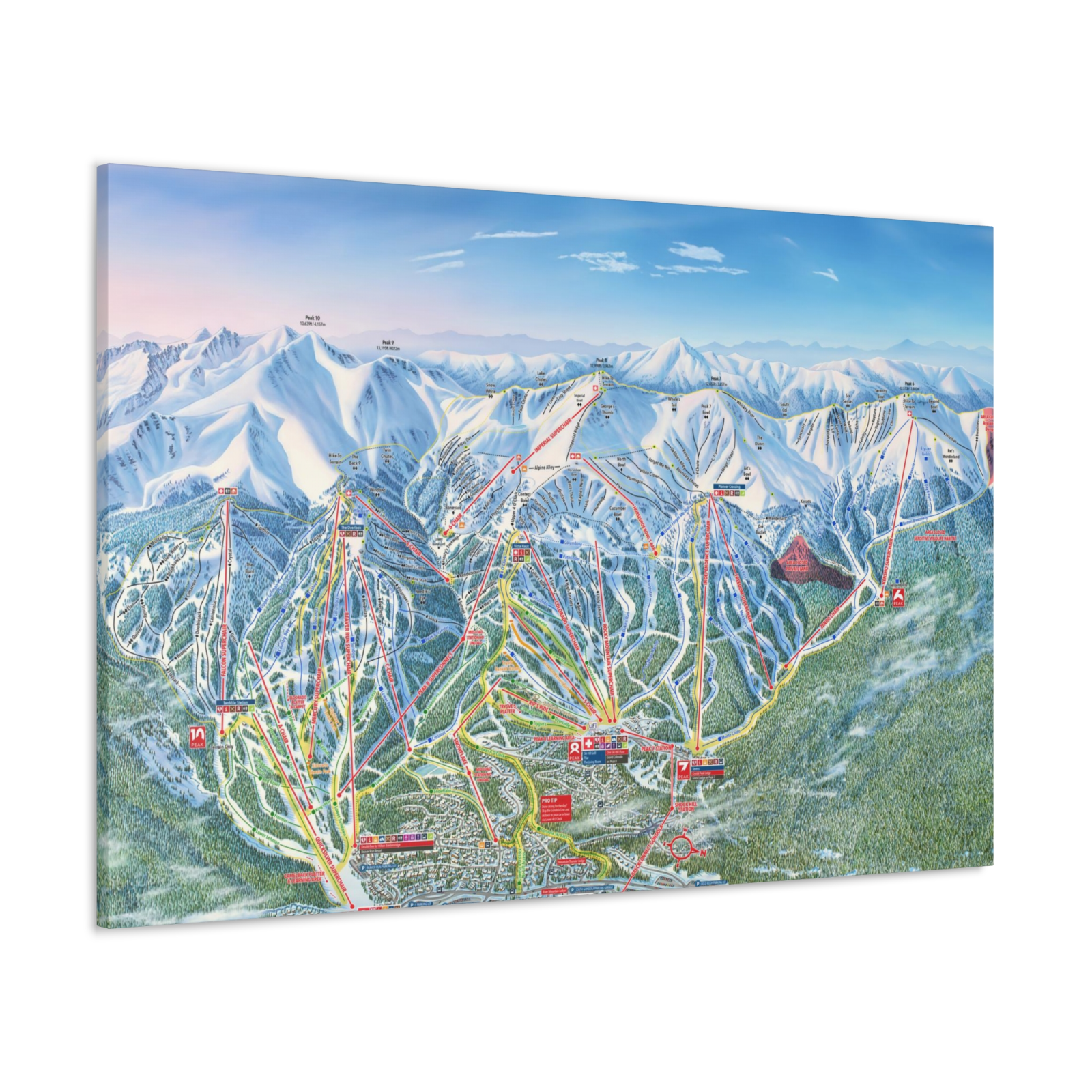 Breckenridge CO Trail Map Canvas Poster Breck Colorado Ski Resort 48x32