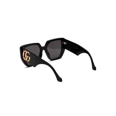 Pre-owned Gucci Sunglasses Gg0956s 003 Black Gold Grey Square Woman Authentic In Gray