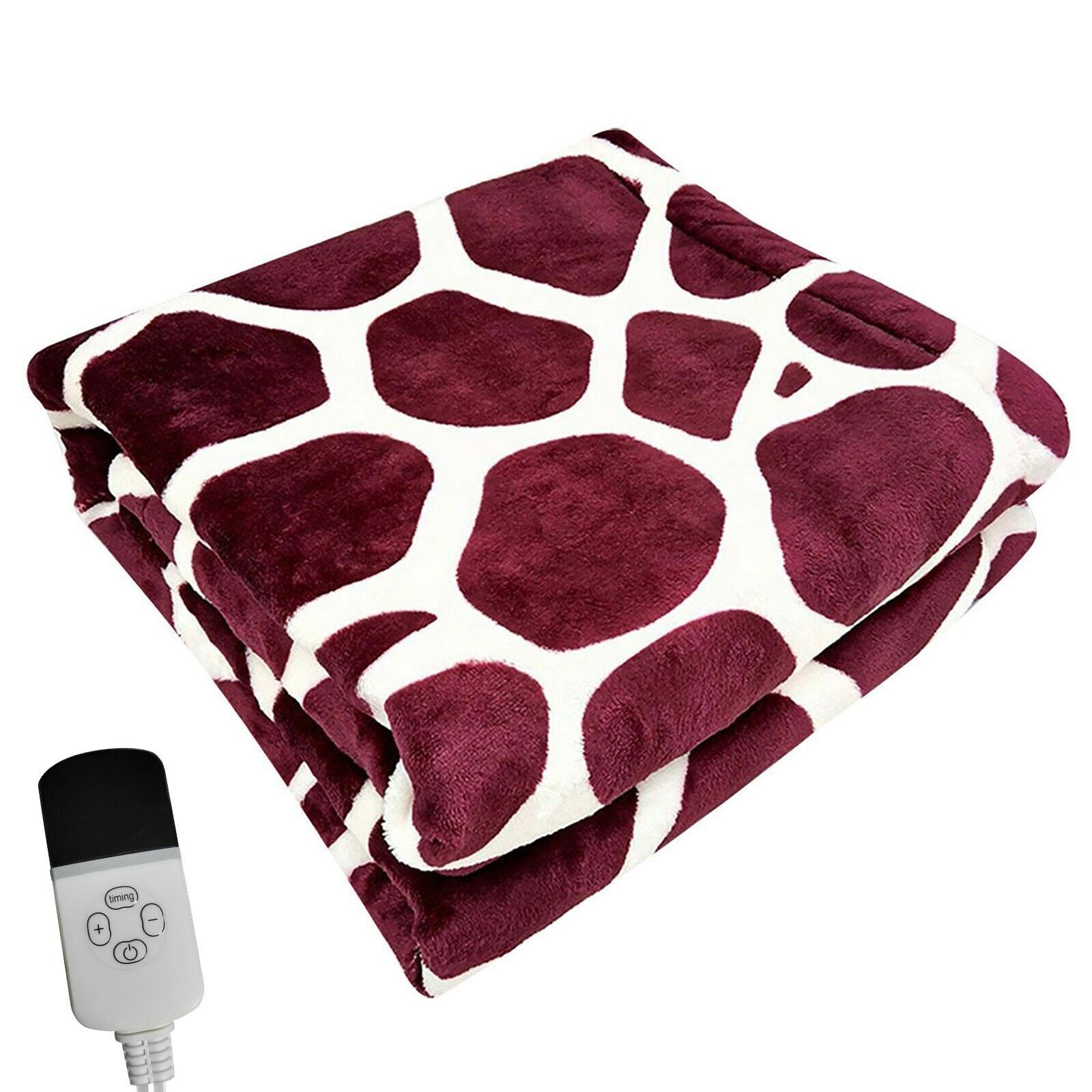 Electric Heated Throw Over Under Blanket Fleece Washable Polyester Warm Mattress
