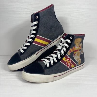 Polo Ralph Lauren Solomon II Hi Top Sneakers Gray Flannel Bear Men's Size 12 D