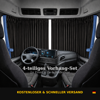 Rideaux LKW DAF 106 CF XF 4 pièces - Bleu pour cabine + Pare brise