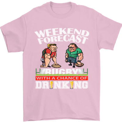 Weekend Forecast Rugby Funny Beer Alcohol Mens T-Shirt 100% Cotton