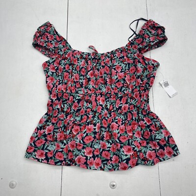 Old Navy Fitted Tie Front Smocked Floral Top Women s Small New