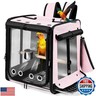Suertree Bird Carrier with Seat Belt for Car Travel, Bird Backpack Carrier with Indestructible Stainless Steel Mesh, Large Bird Carrier Travel Cage, Pink