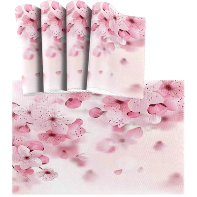 Pink Cherry Blossom Placemat Table Mat Desktop Decoration Placemats Set of 6 ...