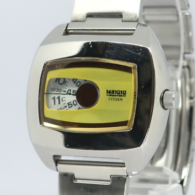 Vintage Rare Citizen Independent 1481010 Jumping Hour 6038-L 16258 Yellow 7.32in