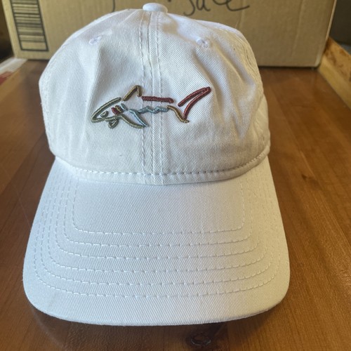 Greg Norman Shark White Cotton Strapback Baseball Cap Hat NEW!